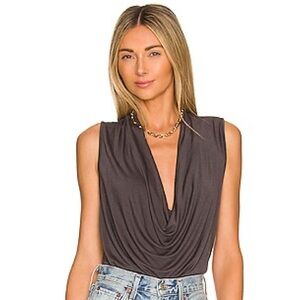 LA Made Cheers Draped Neck Tank in Raven | XS